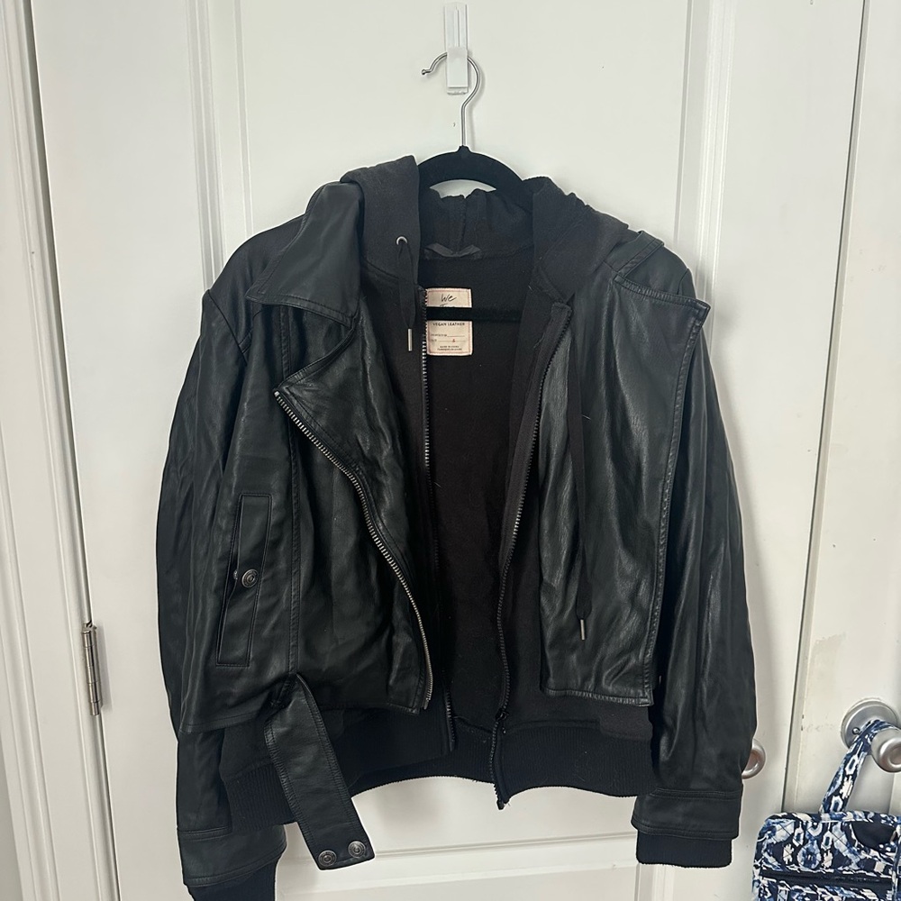Free People Vegan Black Leather Jacket